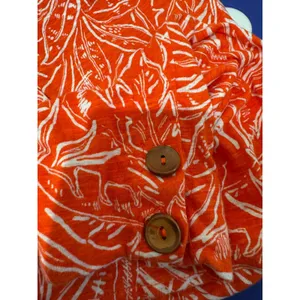 C&C California‎ Linen Wide Leg Pants Women M Red Tropical Leaf Coastal Resort thumbnail 8