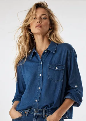 Vintage Erika Denim Button Up Shacket Classic Americana‎ Retro Cowgirl Dark Wash thumbnail 1