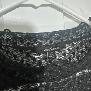 Ambiance‎ Mesh Top Womens 2X Black Polka Dot Sheer Mock Long Sleeve Whimsigoth thumbnail 3