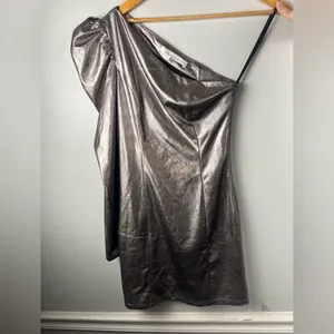 Lovers + Friends silver one shoulder mini dress size extra small thumbnail 3