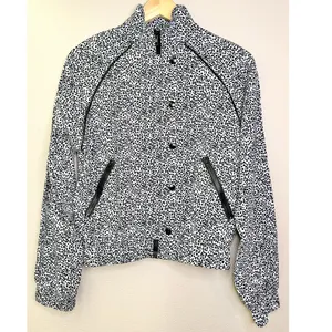 NWT Allfenix x Anthropologie Black and White Leopard Print Cropped Bomber Jacket thumbnail 3
