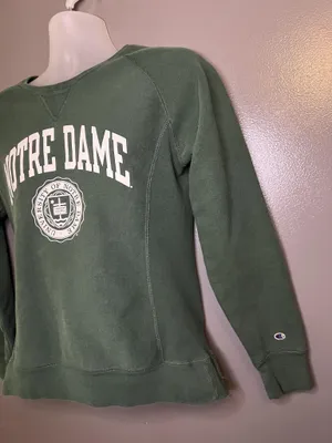 Notre Dame Fighting Irish Sweatshirt Womens Small Green NCAA Crewneck Champion thumbnail 4
