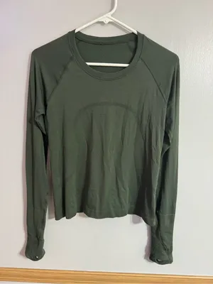 Lululemon Athletica Olive Green Swiftly Tech Long Sleeve Crew Shirt Size 6 thumbnail 9