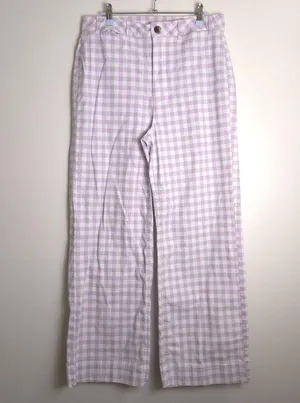 Retro Gingham High-Waisted Cropped Wide-Leg Chino Pants‎ 10 Tall thumbnail 3