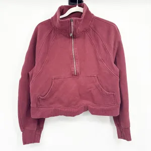 Lululemon Women Scuba Oversized‎ Funnel Neck Half Zip Smoky Red Sweatshirt M/L thumbnail 3