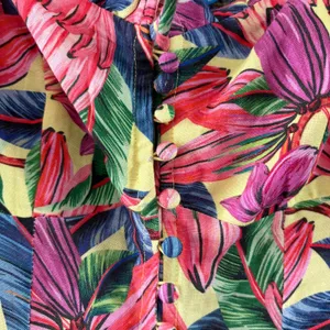 Farm Rio for Anthropologie Tropical Floral Smocked Linen Midi Dress XS thumbnail 8