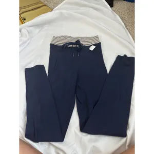 Aerie Navy Blue Ribbed Knit Leggings Striped Waistband Drawstring Loungewear XS‎ thumbnail 2