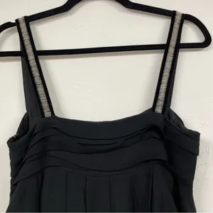 Mango Black Silk A Line Mini Dress Beaded Strap Y2K Womens 6 Party Babydoll thumbnail 12