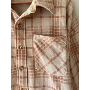 XL Victorias Secret PINK Womens Beige Plaid Flannel Shirt or Shacket Pocket thumbnail 5