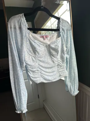 Blue floral top thumbnail 1