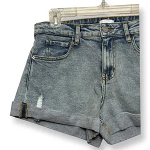 WeWoreWhat Jean Shorts Whiskered Cuffed Hem Jorts Distressed Blue 24 NWOT thumbnail 2