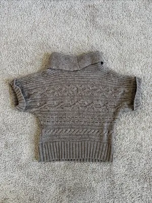Nine West Short-Sleeve Cable Knit Turtleneck Sweater Brown - Size Medium thumbnail 3