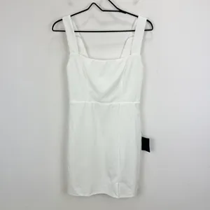 Lulus Social Sensation White Square Neck Mini Bodycon Dress Fitted Small NWT thumbnail 6
