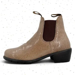 Blundstone Tan Heeled Boots Shell Lizard Print Snakeskin Neutral Booties Size 9 thumbnail 2