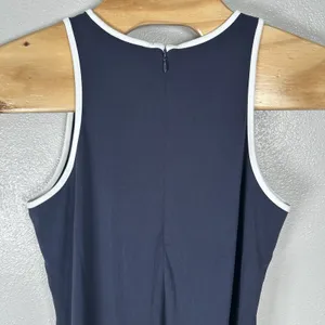 Tuckernuck Tori Racerback Navy Blue Midi‎ Dress Size Large White Trim Sleeveless thumbnail 5