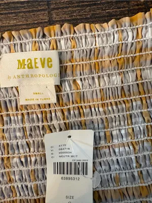 Maeve Anthropologie Plaid Square Neck Blouse Small Mustard NWT Puff Sleeve thumbnail 9