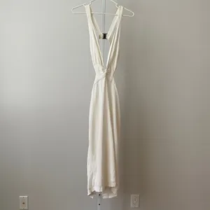 Bec & Bridge 6 Luxury White Midi Dress Plunging V Neck Backless Textured Wedding thumbnail 2