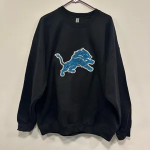 Detroit LionsNFL Black Sweatshirt with sequin sparkle Blue Lion Logo! Size XXL thumbnail 4