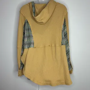 BKE Pullover Oversized Hoodie plaid patchwork style boho size small thumbnail 3