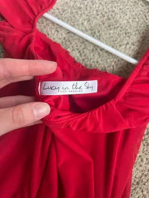 Lucy in the Sky Ruched Bodycon Dress in Red thumbnail 6