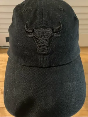 NBA Chicago Bulls All Black Logo Hat 47 Brand thumbnail 1