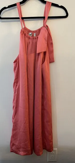 MNG By Mango Dress Women's Coral Halter Sleeveless Satin Lined Size 4 NEW thumbnail 1