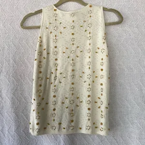 Vintage Oscar de la Renta Beaded Sweater Tank thumbnail 4
