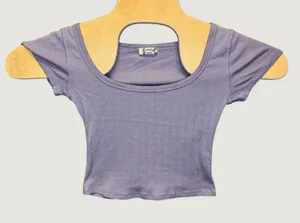 2280 | Free People Intimately End Game Scoop Neck Pointelle Baby Tee Purple XS thumbnail 1