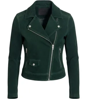 Blank NYC Suede Moto Jacket Forest Green Leather Biker 73K-9592NO Small thumbnail 1