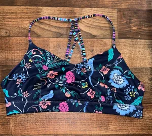 Old Navy Neon Pink & Navy Floral Strappy Bralette Women Size xl thumbnail 1
