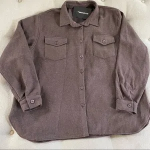 NWT PrettyLittleThing Brown Brushed Longline Button Up Shirt Shacket 12 thumbnail 3