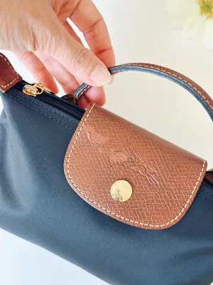 Longchamp Small Le Pliage Original Pouch Nylon Bag in Black with Brown Trim thumbnail 3