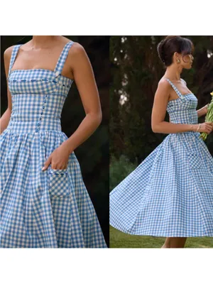 HOUSE OF CB 'Vivien' Regatta Blue Gingham Midi Sundress NEW thumbnail 6