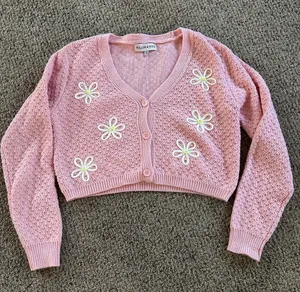 Willow and Wind Pink Cropped Cardigan Size M thumbnail 1