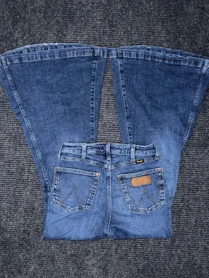 Wrangler Retro High Rise Trumpet Super Flare Bell Bottom Jeans Sz 26x31 Western thumbnail 2