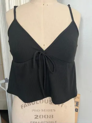 Lulus Babydoll Style Black (Washed black) Crop Top Size M NWT. Women's. thumbnail 6