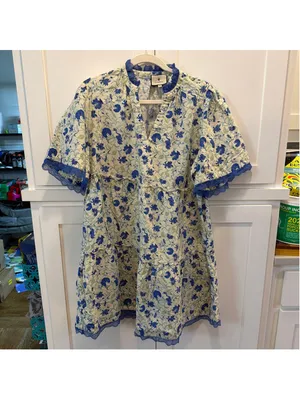 Tuckernuck Crawford Dress Bluebird Melody Linen Cotton Floral Lace Tiered XXL thumbnail 12
