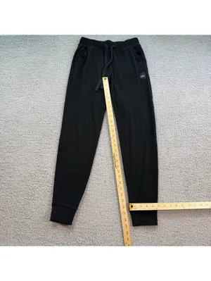 Alo Yoga Muse Ribbed Knit Jogger Sweatpants Black S Lounge Athleisure Cozy thumbnail 4