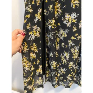 AFRM Tezza Black & Yellow Floral Ruched Mesh Midi Long Sleeves Dress Womens XS thumbnail 9