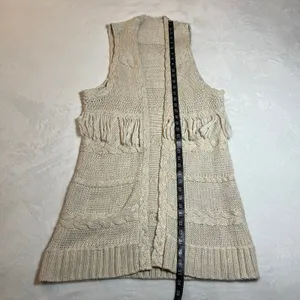 Women's Sleeveless Open Front Cable Knit Vest Duster Cardigan Size Med Casual thumbnail 5