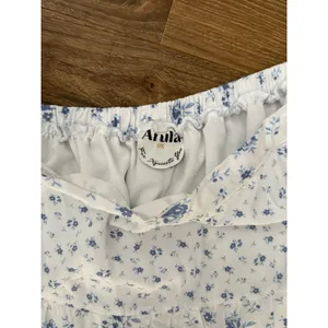 Arula White & Blue Ditsy Floral Tiered Maxi Skirt OX XL Coquette Y2K thumbnail 3