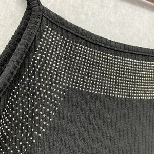 Vocal USA Studded Ribbed Tank Top Cami Womens Medium Black‎ Rocker Punk Grunge thumbnail 4