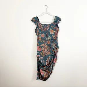 Averie Halley Ruched Midi Dress Floral Small thumbnail 3