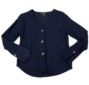 SOMETHING NAVY Pretty Button Through Top - Navy Blue - XS thumbnail 1