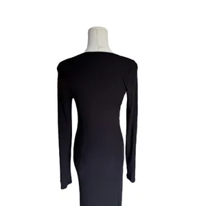 SKIMS - Soft Lounge Ribbed Stretch-Modal Maxi Dress Onyx Black Sz L thumbnail 6