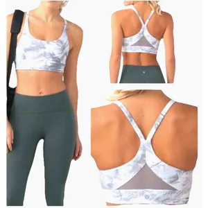Lululemon Sport Bra Train Times Gray Size 6 Medium Support Mesh Yoga Gym thumbnail 2