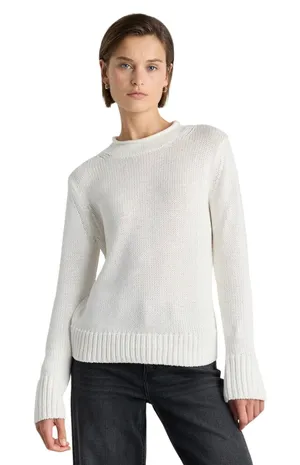 QUINCE Women’s White Organic Cotton Roll Neck Pull Over Sweater thumbnail 1
