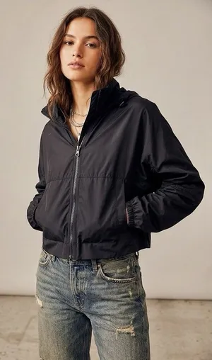 Zara Cropped Jacket Black Small Long Sleeve Fall Winter Windbreaker Gorpcore thumbnail 1