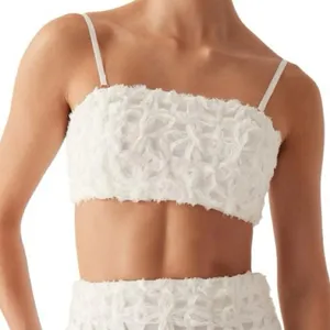 Aje NWT Women's Quintette Textured Bralette Top Ivory Floral US Size 0 thumbnail 2