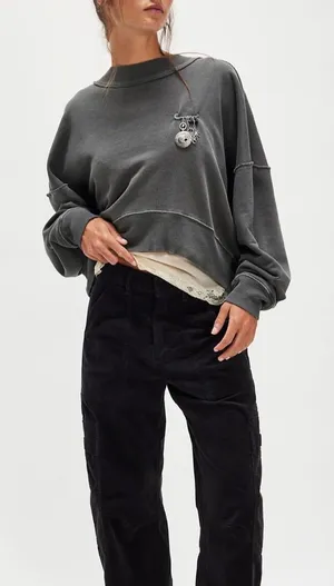 Free People We the Free Hi-Lo Pullover Black Gray XS NWT thumbnail 1